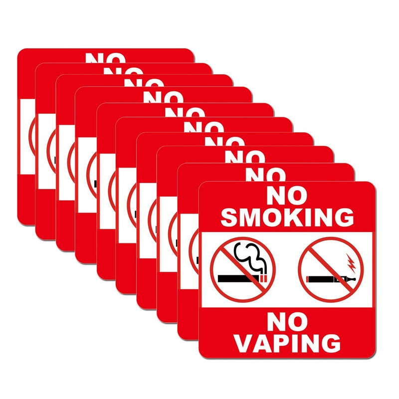 ICObuty No Smoking No Vaping Sticker 6 x 6" Vinyl Laminated for Ultimate Protection Durability Self Adhesive Decal UV Protected (Red) - Image 1